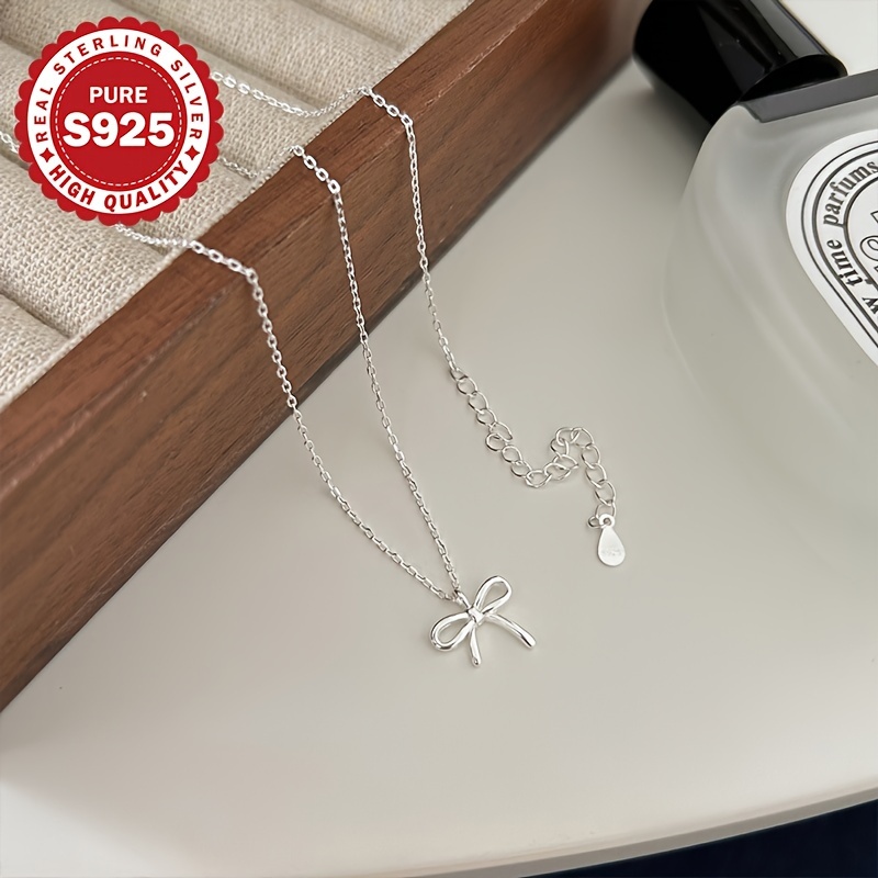 925 Sterling Silver Bow Necklace - Everyday Wear